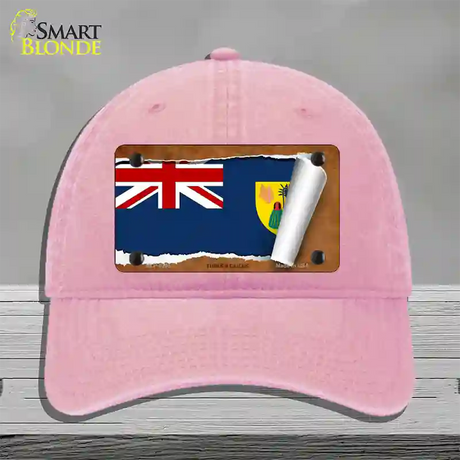 Turks & Caicos Flag Scroll Novelty License Plate Hat Unconstructed Cotton / Pink