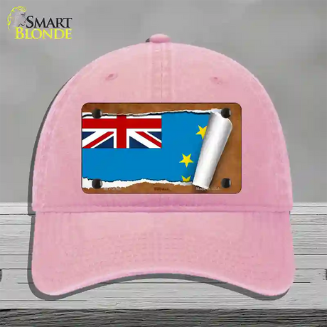 Tuvalu Flag Scroll Novelty License Plate Hat Unconstructed Cotton / Pink