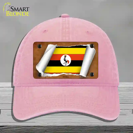 Uganda Flag Scroll Novelty License Plate Hat Unconstructed Cotton / Pink