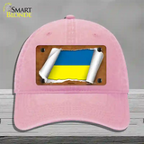 Ukraine Flag Scroll Novelty License Plate Hat Unconstructed Cotton / Pink