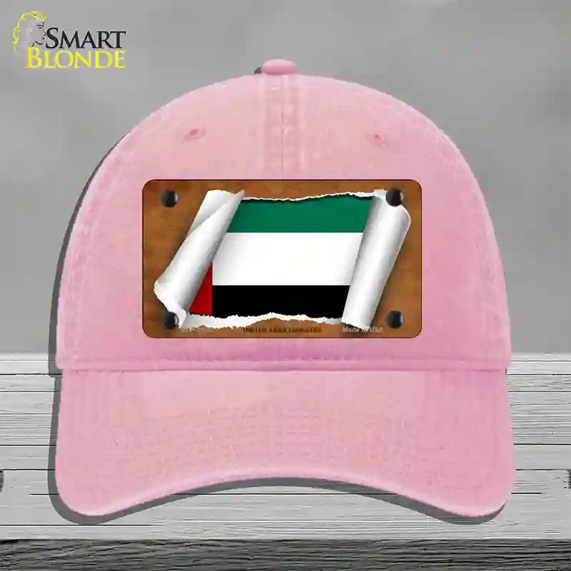 United Arab Emirates Flag Scroll Novelty License Plate Hat Unconstructed Cotton / Pink