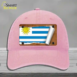 Uruguay Flag Scroll Novelty License Plate Hat Unconstructed Cotton / Pink