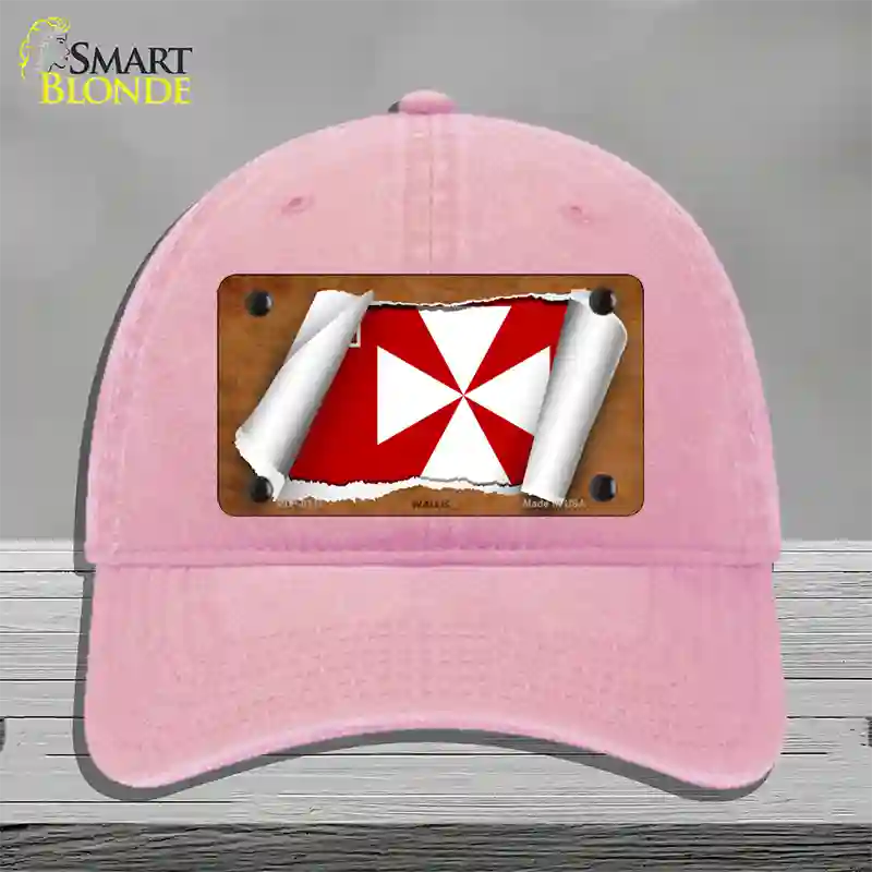 Wallis Flag Scroll Novelty License Plate Hat Unconstructed Cotton / Pink