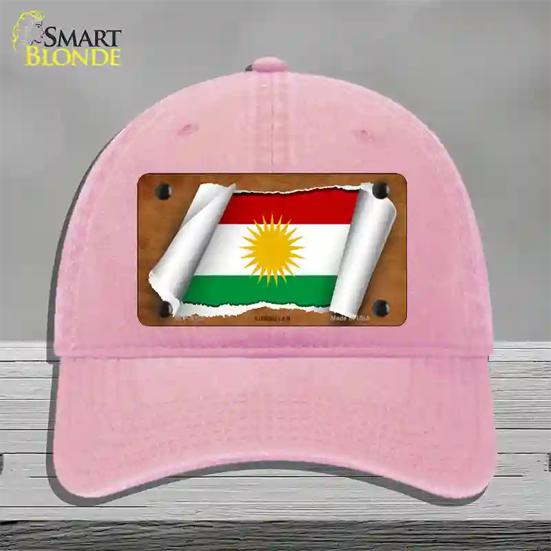 Kurdistan Flag Scroll Novelty License Plate Hat Unconstructed Cotton / Pink