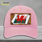 Wales Flag Scroll Novelty License Plate Hat Unconstructed Cotton / Pink