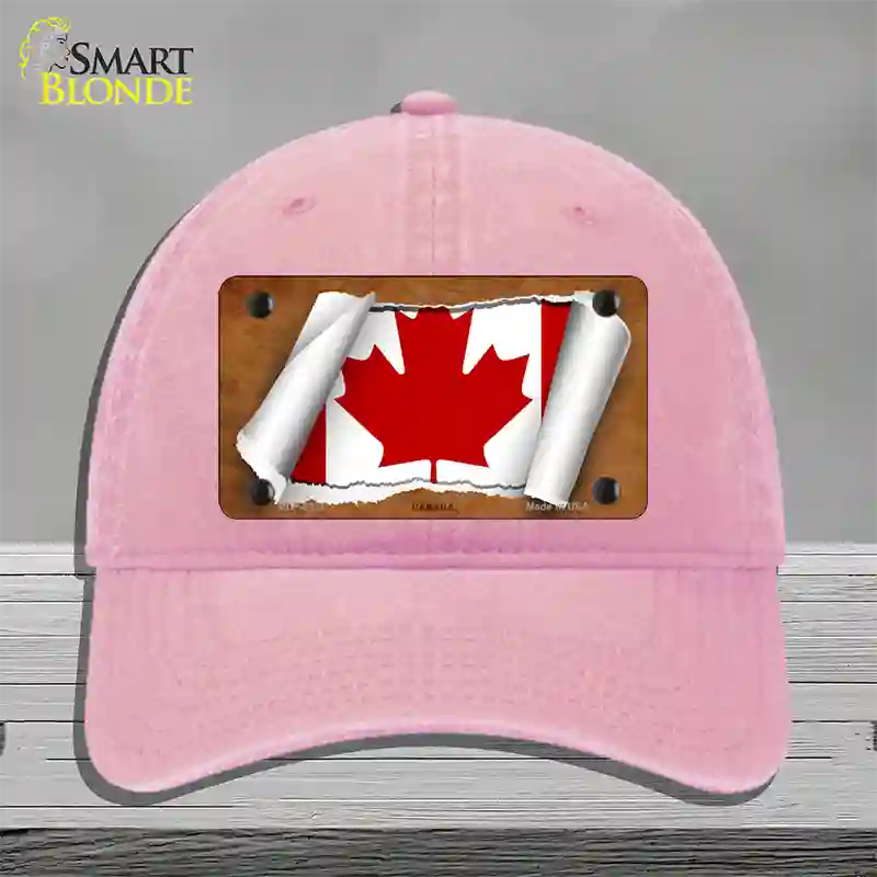 Canada Flag Scroll Novelty License Plate Hat Unconstructed Cotton / Pink