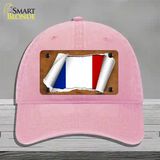 France Flag Scroll Novelty License Plate Hat Unconstructed Cotton / Pink