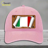 Italy Flag Scroll Novelty License Plate Hat Unconstructed Cotton / Pink