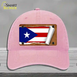 Puerto Rico Flag Scroll Novelty License Plate Hat Unconstructed Cotton / Pink