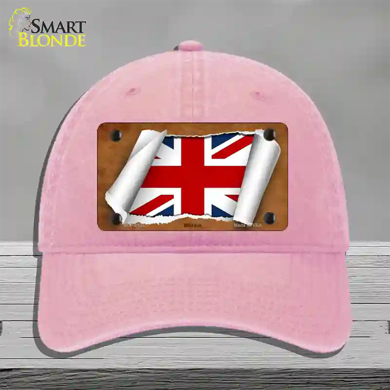 Britain Flag Scroll Novelty License Plate Hat Unconstructed Cotton / Pink