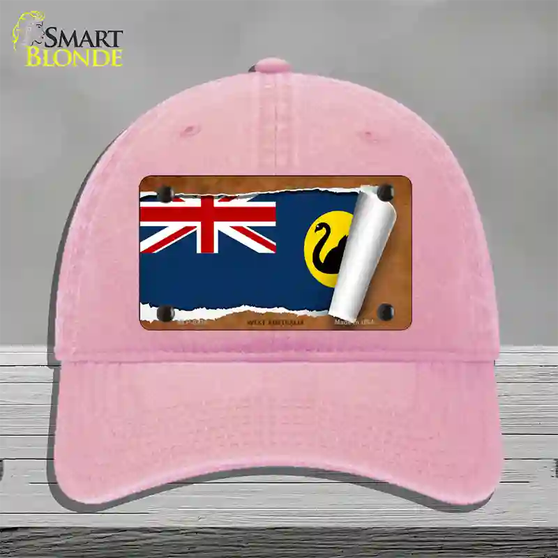 West Australia Flag Scroll Novelty License Plate Hat Unconstructed Cotton / Pink