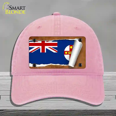 New South Wales Flag Scroll Novelty License Plate Hat Unconstructed Cotton / Pink