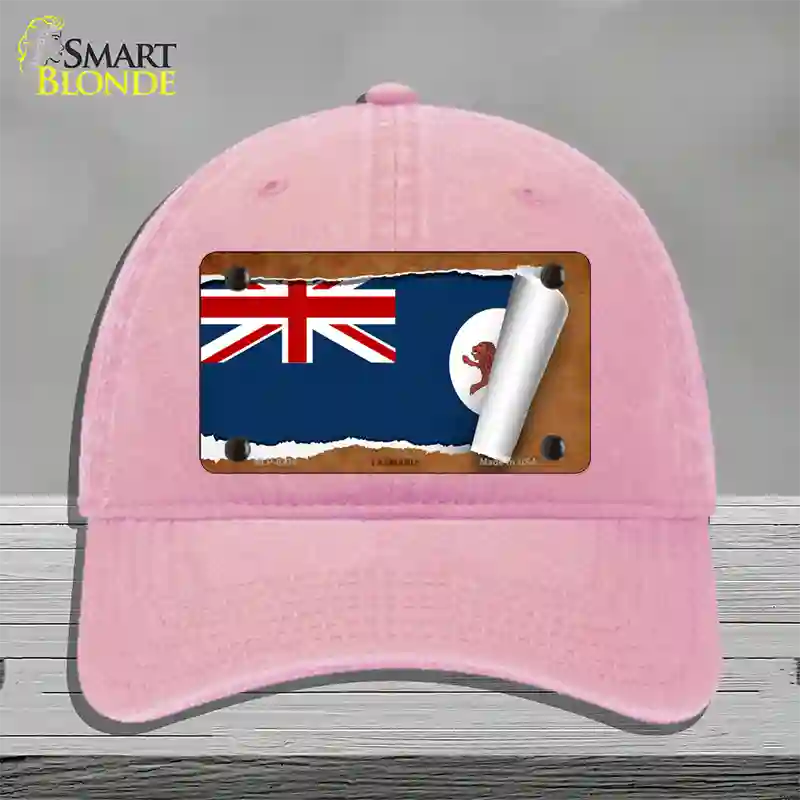 Tasmania Flag Scroll Novelty License Plate Hat Unconstructed Cotton / Pink