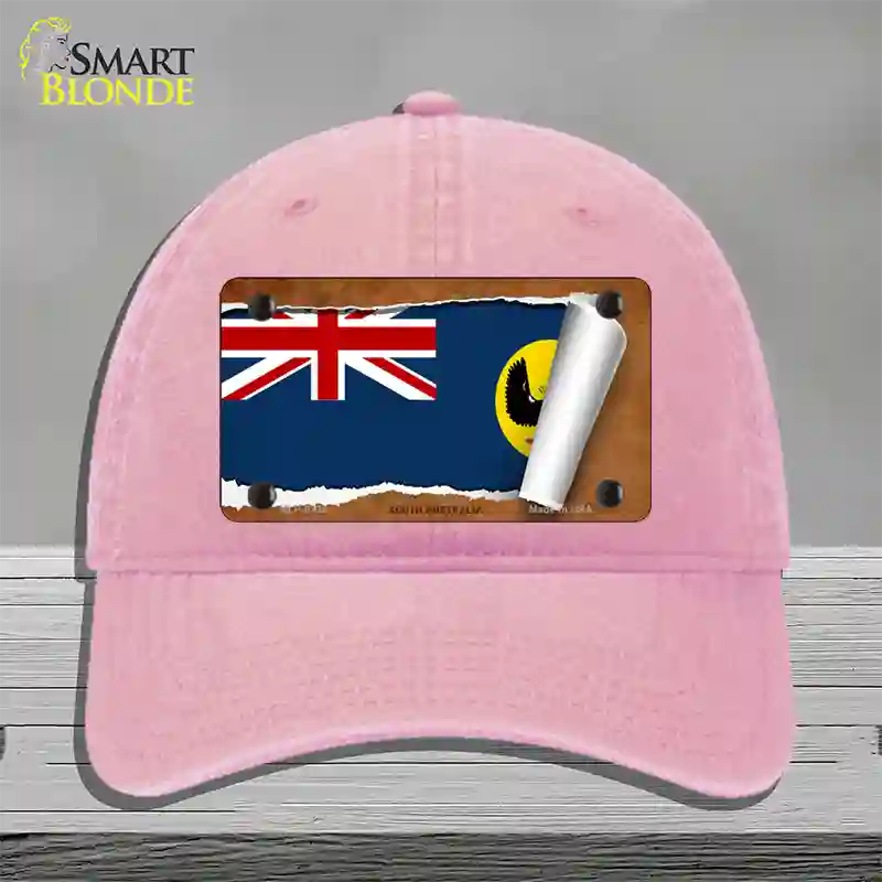 South Australia Flag Scroll Novelty License Plate Hat Unconstructed Cotton / Pink