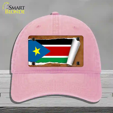 South Sudan Flag Scroll Novelty License Plate Hat Unconstructed Cotton / Pink