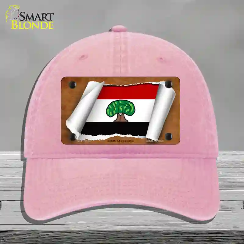 Oromia Ethiopia Flag Scroll Novelty License Plate Hat Unconstructed Cotton / Pink