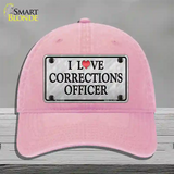 I Love Corrections Officer Novelty License Plate Hat Unconstructed Cotton / Pink