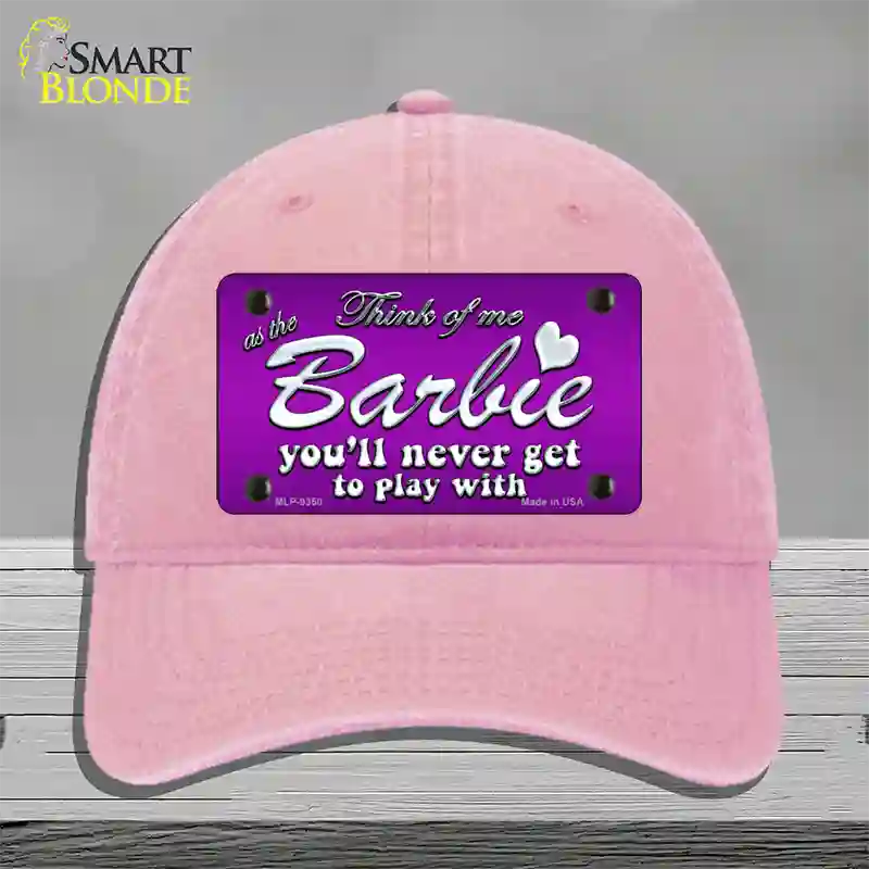 Barbie Never Play Novelty License Plate Hat Unconstructed Cotton / Pink