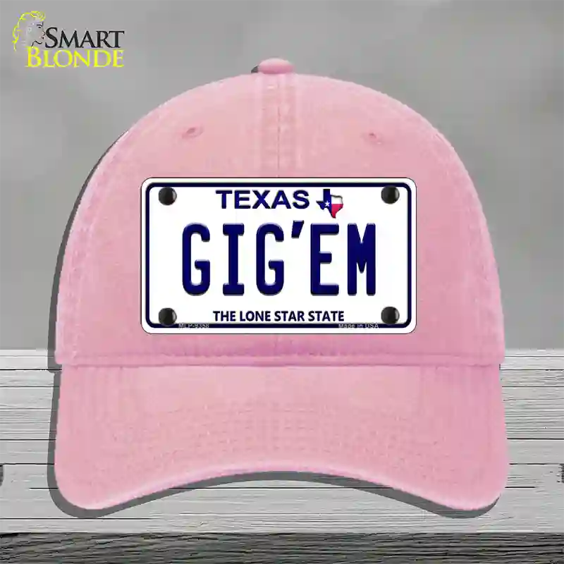 Gigem Texas Novelty License Plate Hat Unconstructed Cotton / Pink