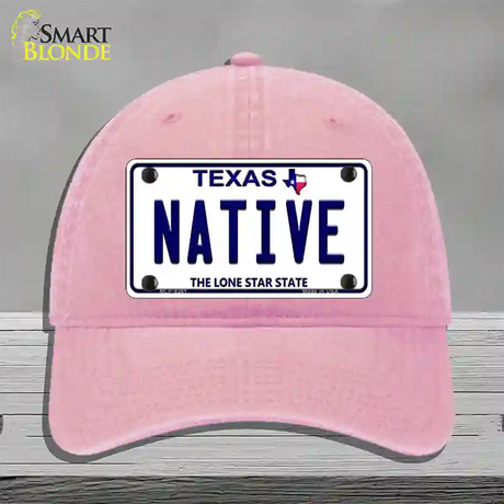 Native Texas White Novelty License Plate Hat Unconstructed Cotton / Pink