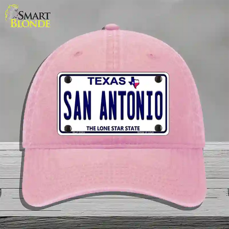 San Antonio Texas Novelty License Plate Hat Unconstructed Cotton / Pink