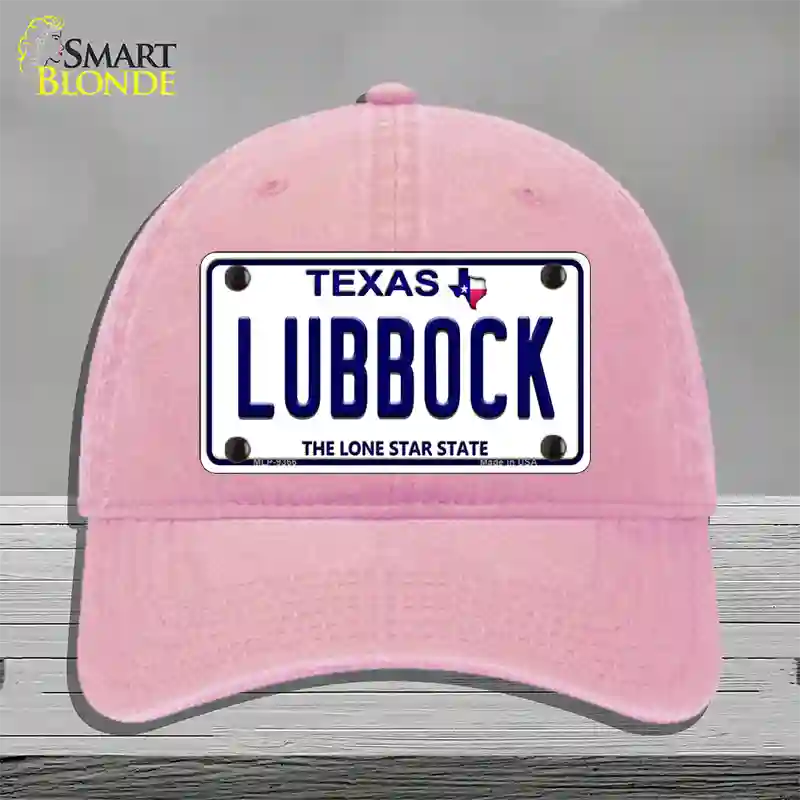 Lubbock Texas Novelty License Plate Hat Unconstructed Cotton / Pink