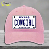 Cowgirl Texas Novelty License Plate Hat Unconstructed Cotton / Pink