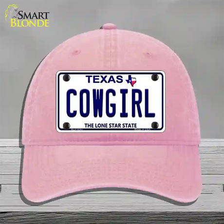 Cowgirl Texas Novelty License Plate Hat Unconstructed Cotton / Pink