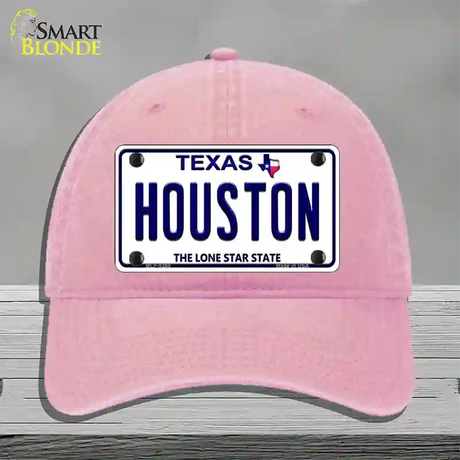 Houston Texas Novelty License Plate Hat Unconstructed Cotton / Pink