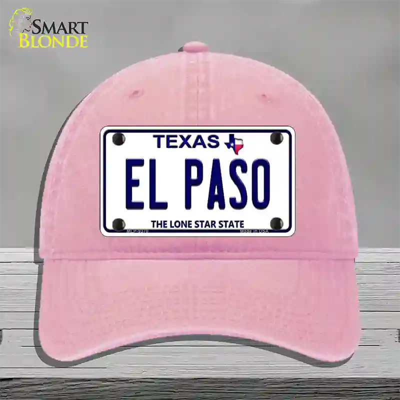 El Paso Texas Novelty License Plate Hat Unconstructed Cotton / Pink