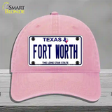 Fort Worth Texas Novelty License Plate Hat Unconstructed Cotton / Pink