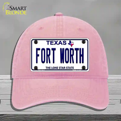 Fort Worth Texas Novelty License Plate Hat Unconstructed Cotton / Pink