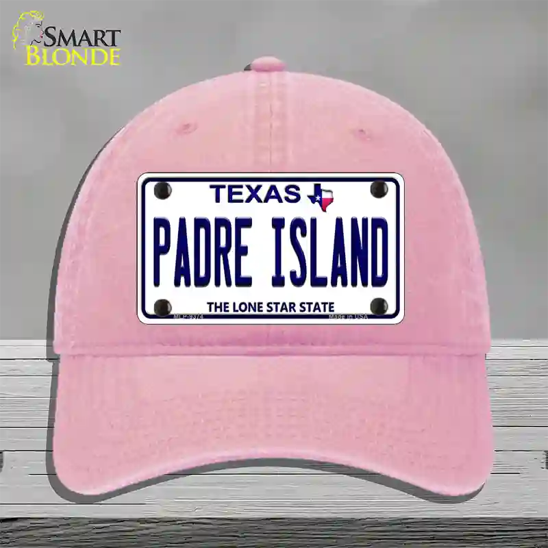 Padre Island Texas Novelty License Plate Hat Unconstructed Cotton / Pink