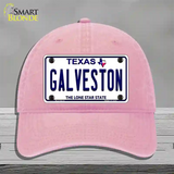 Galveston Texas Novelty License Plate Hat Unconstructed Cotton / Pink