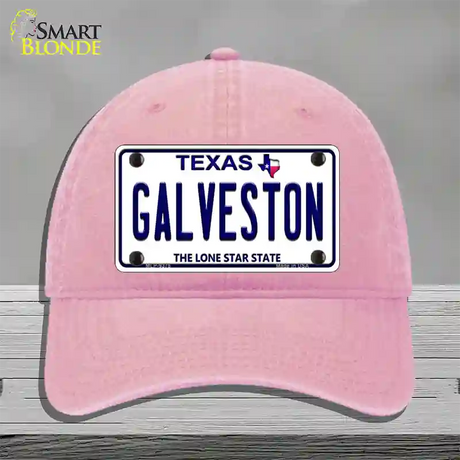 Galveston Texas Novelty License Plate Hat Unconstructed Cotton / Pink