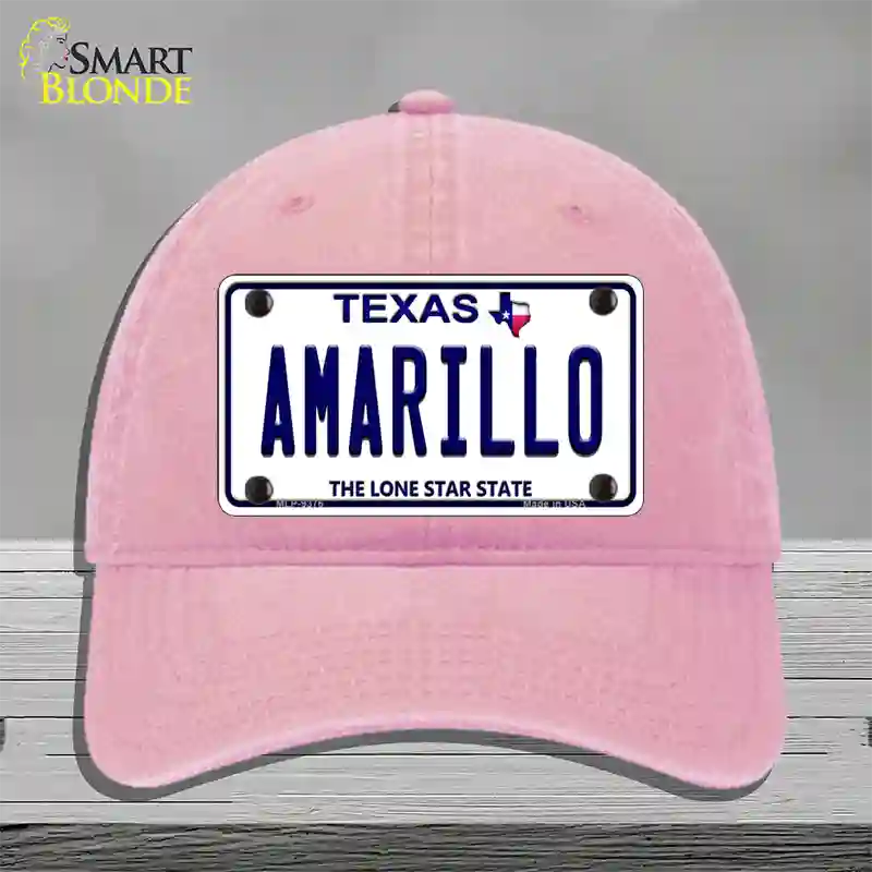 Amarillo Texas Novelty License Plate Hat Unconstructed Cotton / Pink