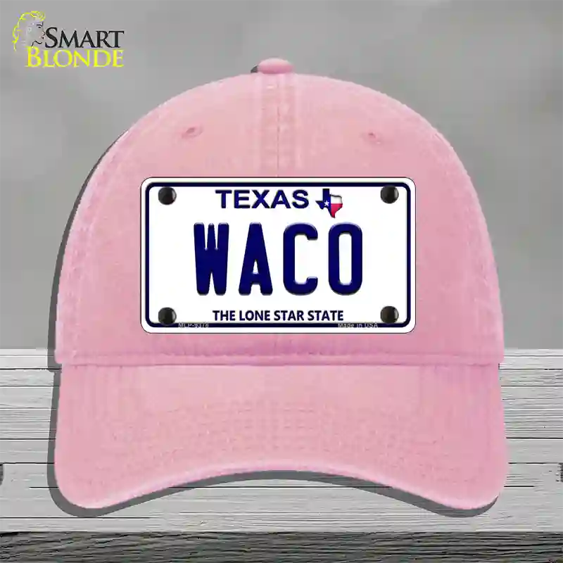 Waco Texas Novelty License Plate Hat Unconstructed Cotton / Pink