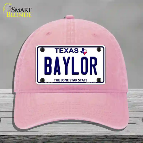 Baylor Texas Novelty License Plate Hat Unconstructed Cotton / Pink