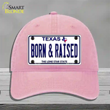 Born and Raised Texas Novelty License Plate Hat Unconstructed Cotton / Pink