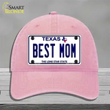 Best Mom Texas Novelty License Plate Hat Unconstructed Cotton / Pink