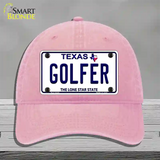 Golfer Texas Novelty License Plate Hat Unconstructed Cotton / Pink