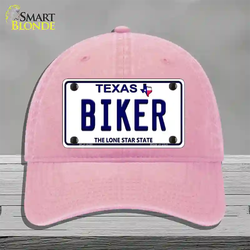 Biker Texas Novelty License Plate Hat Unconstructed Cotton / Pink