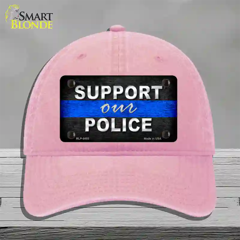 Support Our Police Novelty License Plate Hat Unconstructed Cotton / Pink