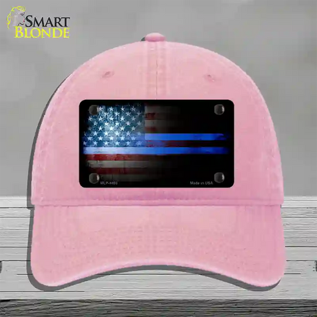 American Flag Police Novelty License Plate Hat Unconstructed Cotton / Pink