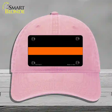 Thin Orange Line Novelty License Plate Hat Unconstructed Cotton / Pink