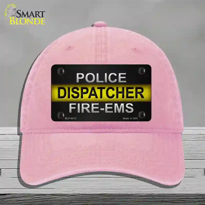 Police / Dispatcher / Fire- EMS Novelty License Plate Hat Unconstructed Cotton / Pink