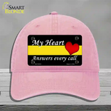 My Heart Answers Every Call Novelty License Plate Hat Unconstructed Cotton / Pink