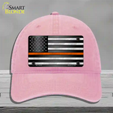 American Flag Thin Orange Line Novelty License Plate Hat Unconstructed Cotton / Pink