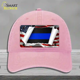 Thin Blue Line Scroll Novelty License Plate Hat Unconstructed Cotton / Pink