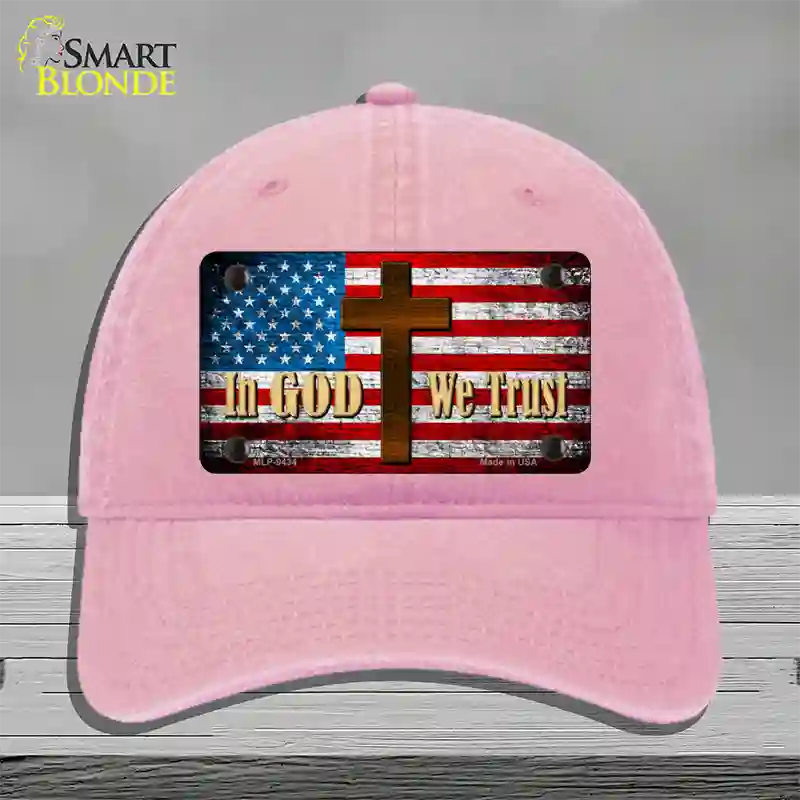 God We Trust Novelty License Plate Hat Unconstructed Cotton / Pink